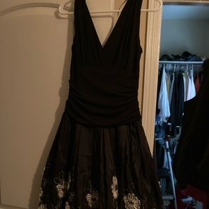 S.L. Fashions Black dress with beautiful detailed embroidery- size 10